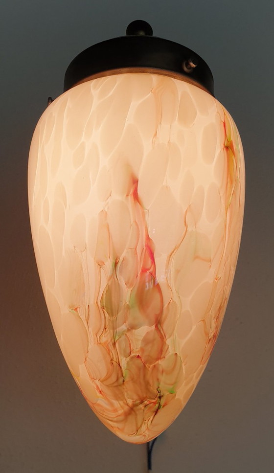Image 1 of Art-Deco-Wandleuchte aus Opalglas