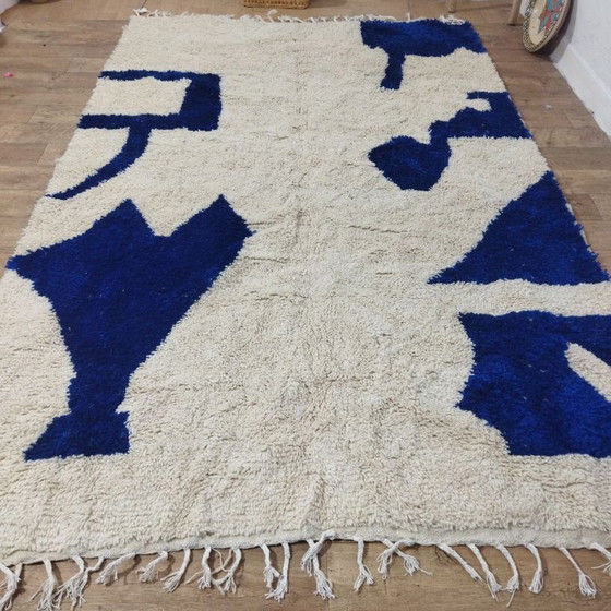 Image 1 of Abstract Blue Moroccan Rug – Abstract Blue Berber Carpet | 300 × 200 cm
