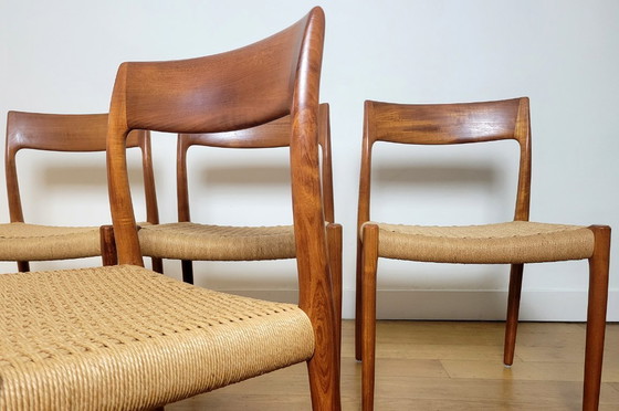 Image 1 of 4er-Set Stühle von N.O. Møller, Modell 77, aus Teakholz