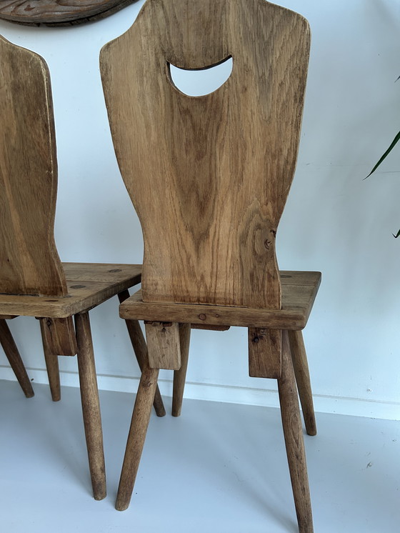 Image 1 of Set of four oak farm chairs