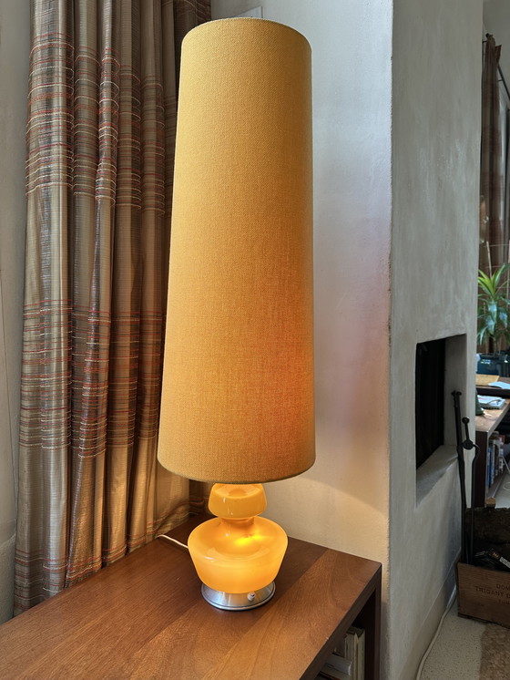 Image 1 of 2 x glass illuminated lamp base ('50/'60) with shades, often listed as Holmegaard