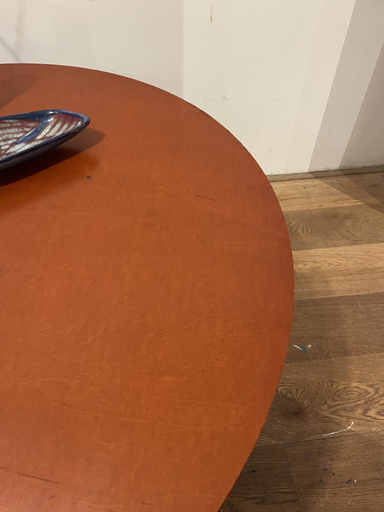 Image 1 of Runder Couchtisch mit Metallbeinen und Sperrholzplatte