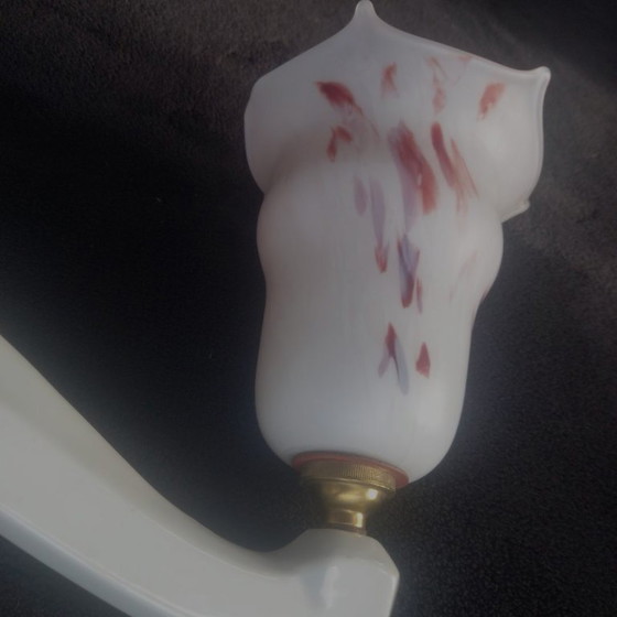 Image 1 of Antiek porseleinen wandlampje /badkamer ART DECO opaline