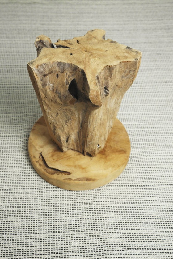 Teakhouten wortelkruk, organisch houten bijzettafeltje, rustieke sculpturale boomstronkkruk, vintage – Wood (photo 13 of 17)