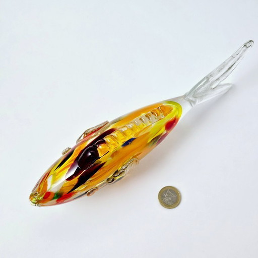 Vintage Murano Glass Fish Home Decoration | Colorful Hand Blown Art Glass From The 1970s | Multicolored Home Ornament | 24cm 