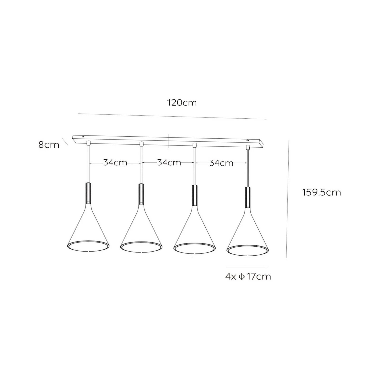 LUCIDE GIPSY Pendelleuchte – 4x E27, Schwarz, Betonoptik, Höhenverstellbar, Für Esstisch Oder Wohnzimmer