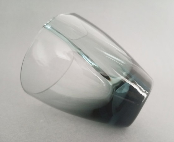 Image 1 of Rare SGHR Sugahara Japanese organic handmade blue smoked glass 'old fashioned' glass set Japan 1970s