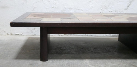 Image 1 of Vintage salontafel van hout en keramiek