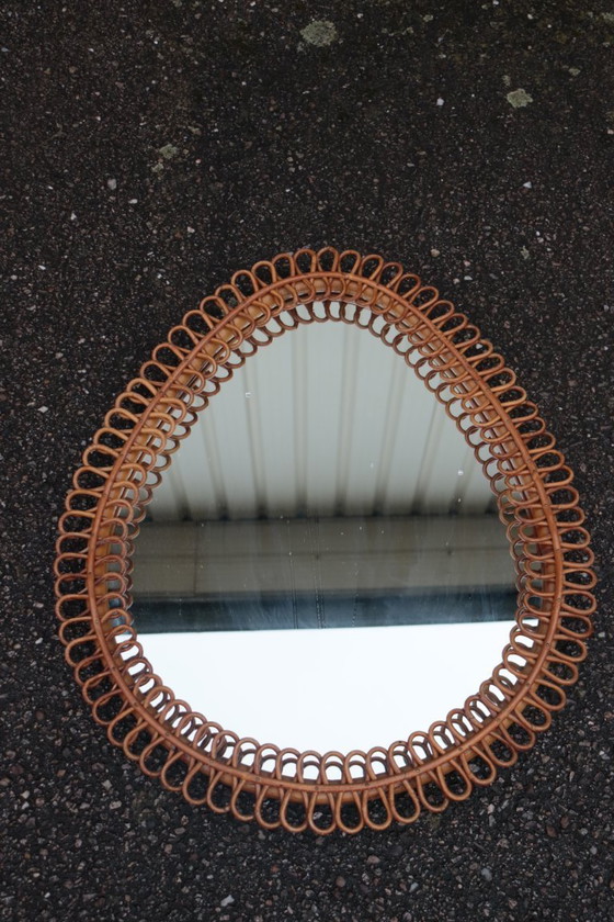 Image 1 of Grande specchio in rattan di Franco Albini, Italia, 1960