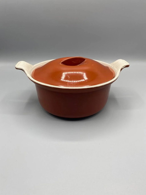 Le Creuset 18 cm Enameled Cast Iron Dutch Oven, Volcanic Brown-Orange, Made in France – servies, Retro