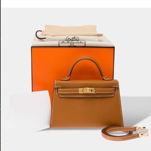 Sac HERMES Kelly Mini en Cuir Doré - 103261 Sale price