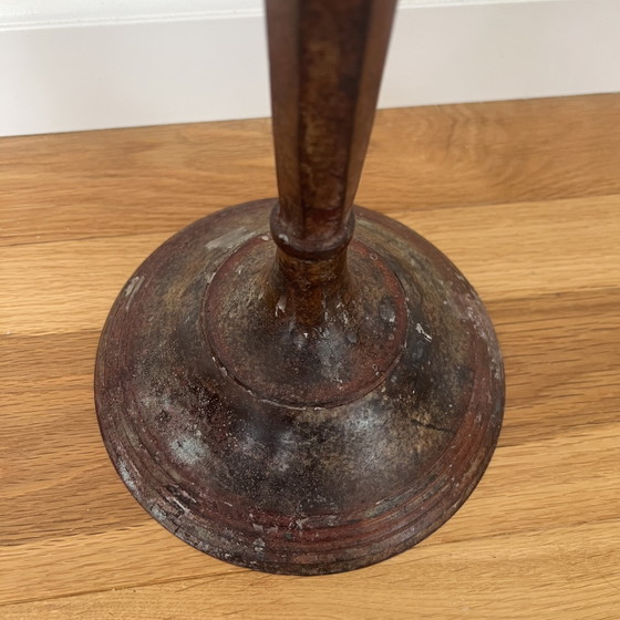 Antieke/Vintage 5-Armige Kandelaar – Metaal Met Verweerde Patina – Kandelaars en kaarsen, Iron, Metal (photo 4 of 5)