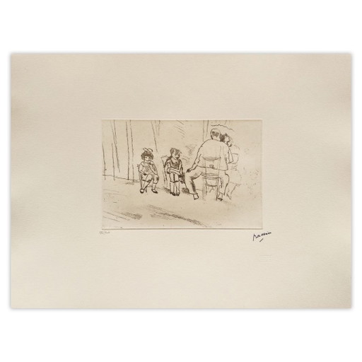 Jules PASCIN Padres e hijos Grabado 1980