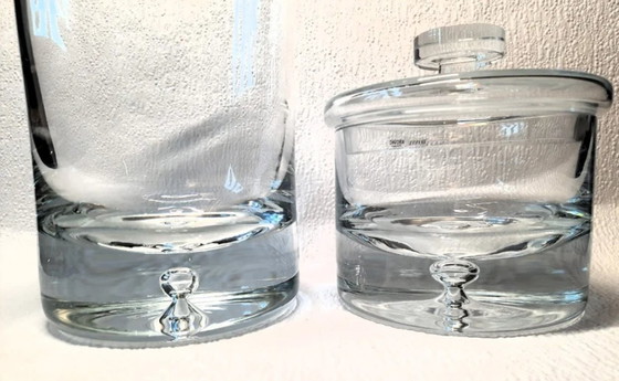 Image 1 of Set of 2 Vintage Krosno Bonny Bonbonnières Mouth-blown Crystal Glass with Lid