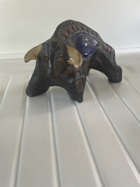 Image 1 of Céramique vintage des années 70 - Taureau - Elisabeth Vandeweghe - Perignem