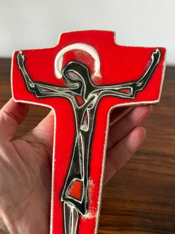 Image 1 of Croce/crocifisso in ceramica di Cristo degli anni '70, Bree, Belgio