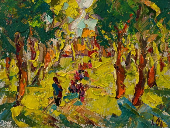 Original Oil Painting Summer Trees Landscape On A Walk In The Forest – Paintings & Drawings, Canvas (photo 3 of 8)