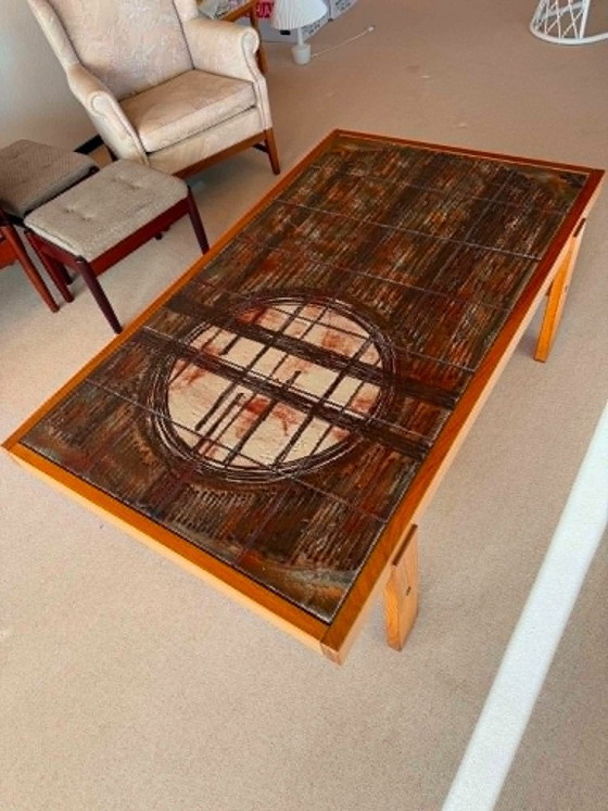 Image 1 of Tavolino da caffè vintage in teak con piastrelle, Danimarca 1960
