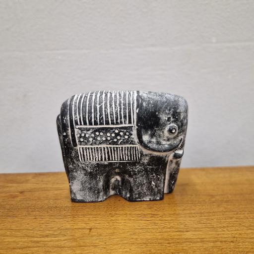 70's Vintage Statue Elephant Terracotta Sculpture