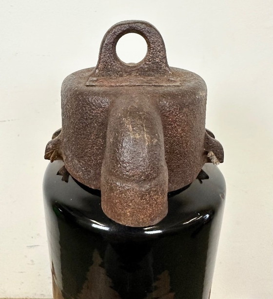 Image 1 of Set of 4 Industrial Bauhaus Black Enamel Pendant Lamps, 1950s