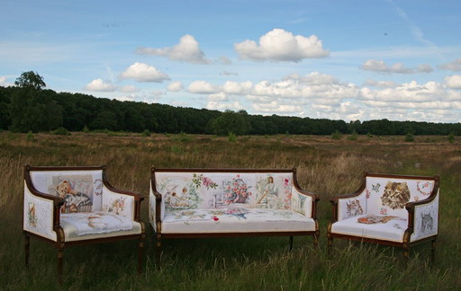 Antiek bankset uit 1800, vroege Empirestijl (1804-1814)