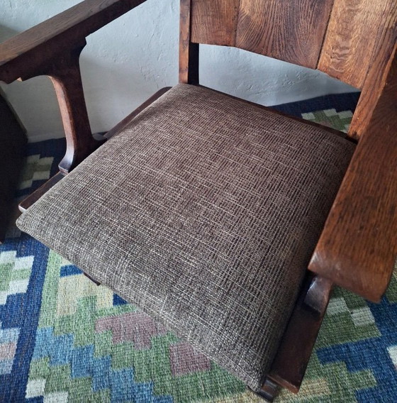 Image 1 of Sillón antiguo de roble tallado, Arts and Crafts, 1910