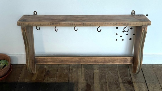 Mensola vintage con 5 ganci, in legno grezzo – Scaffali a muro, Metal (photo 6 of 33)