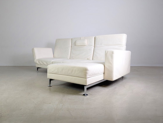 Image 1 of Original Brühl Moule Ecksofa Design Couch Leder weiß klappbar