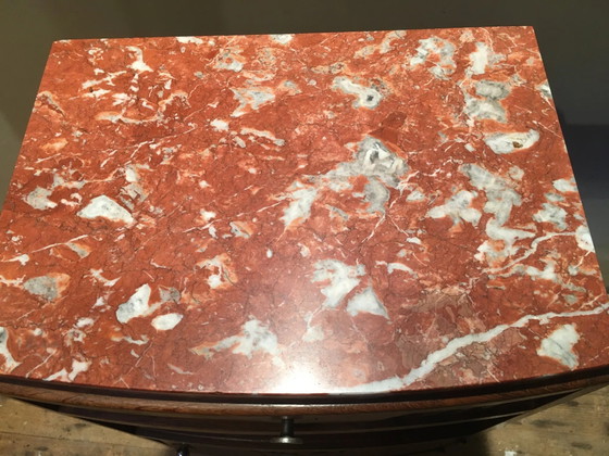 Solid oak bedside table with brown and white marble. – Nightstands, Art Deco (photo 2 of 8)