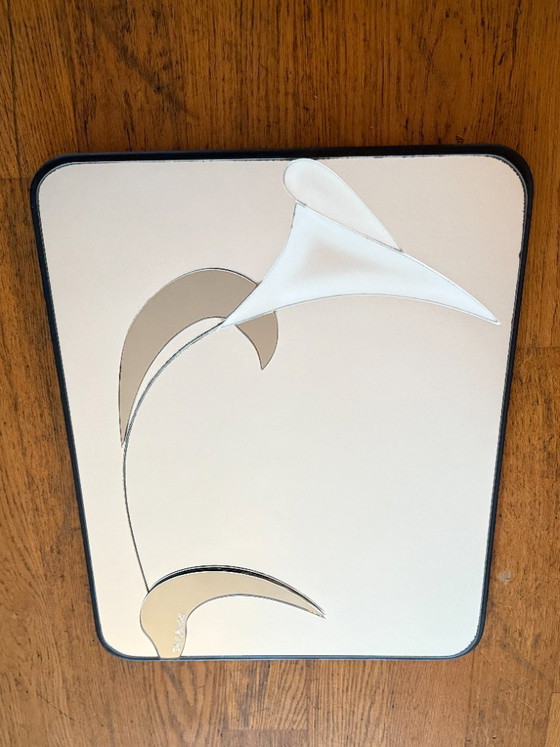Image 1 of Vintage David Marshall Layered Mirror - 1989 - Sculptural Wall Piece - Original Labeled Work – Numbered # MP-13 - Lily - Floral