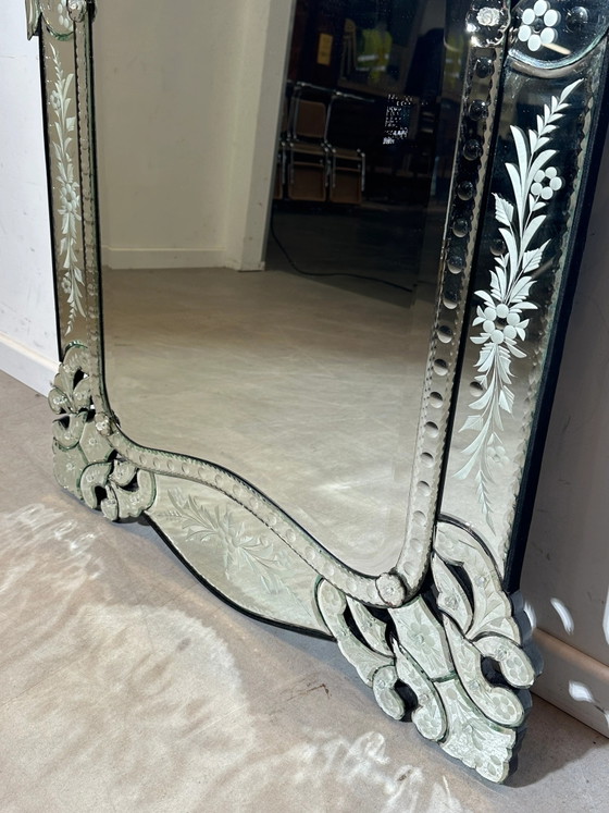 Espejo turquesa grabado de estilo veneciano antiguo – Wood, Glass (photo 3 of 4)