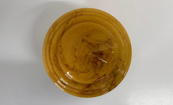 Image 1 of Vintage ceiling lamp XL marble glass stepped shade 30 cm