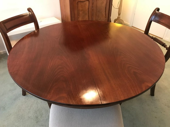 Antique Round Mahogany Wood Dining Table – antiek (photo 3 of 5)