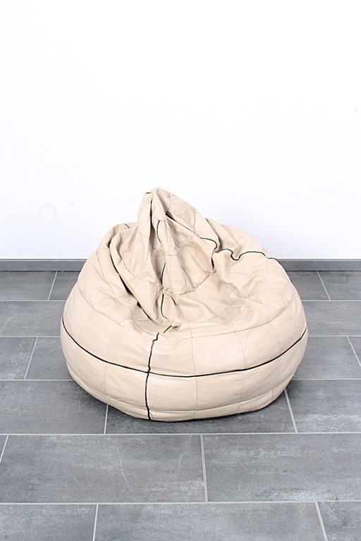 Vintage leather patchwork beanbag from the 1980s