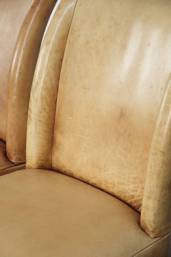 Image 1 of 4 x Luxury Cowhide Leather Dining Chairs With A Beautiful Light Color And A High Back