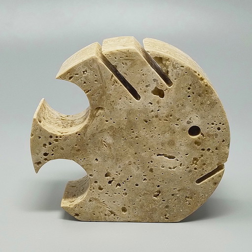 1970 Original Travertine Fish Sculpture by Enzo Mari for F.lli Mannelli