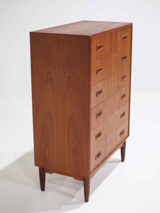 Chest of drawers teak vintage Danish 60s mid-century, Wood, Brown, 1960 (photo 5 of 11)