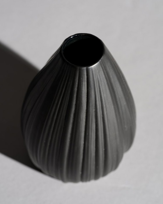 Image 1 of Rosenthal Porcelaine Noire “Plissée” Curated Duo by Martin Freyer Matte Black