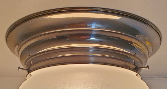 Image 1 of Lampada da soffitto Art Déco in vetro tagliato e cromato