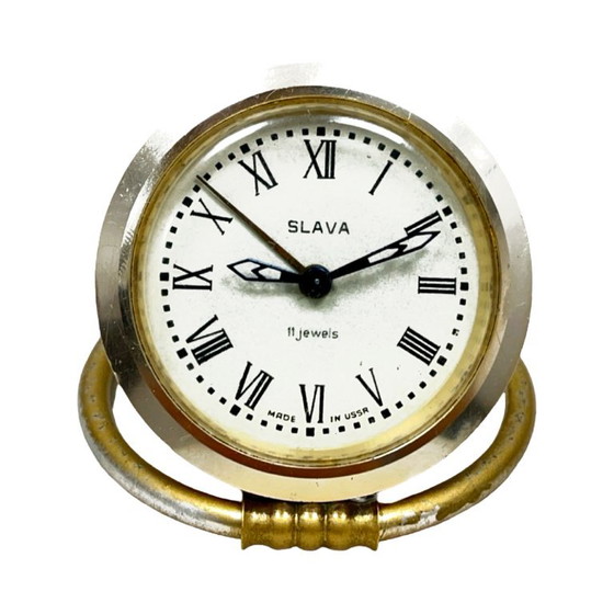 Mechanische wekker van het Sovjet-Unie Slava, 11 jewels – jaren 60, werkend, vintage USSR – Klokken, Glass (photo 11 of 11)