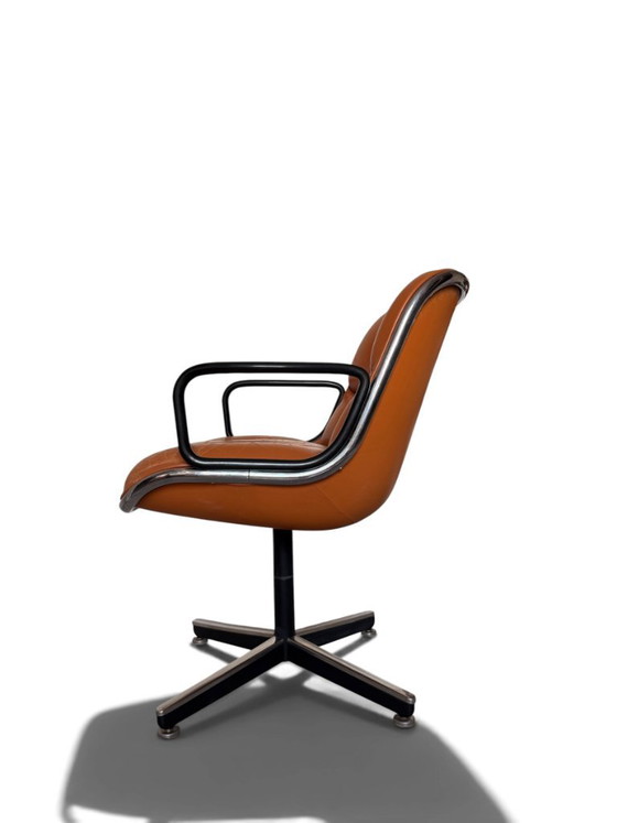 Fauteuil Charles Pollock Executive Knoll - Cuir Camel Patiné – Leather (photo 2 of 11)