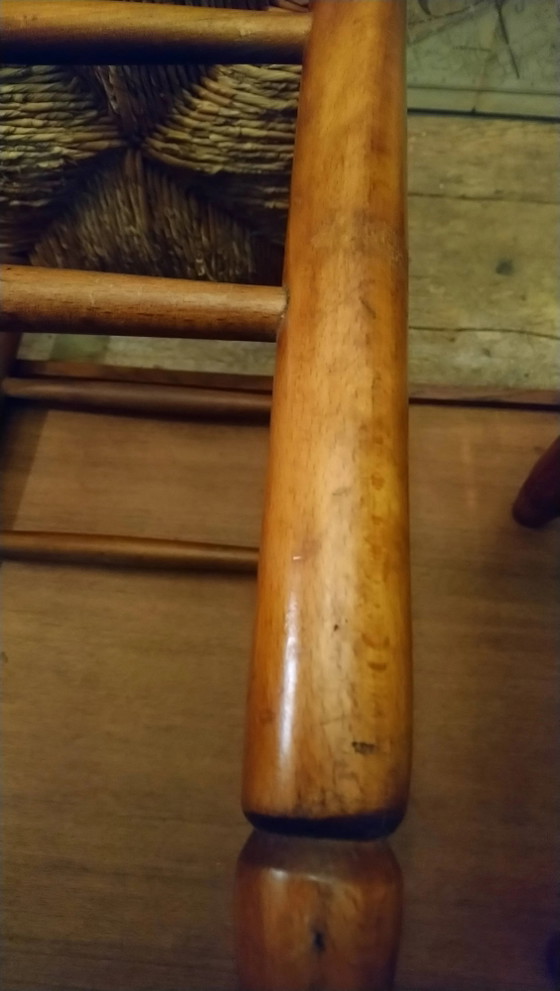 Pair of beech stools with straw seats – Wood, Vintage (photo 8 of 16)