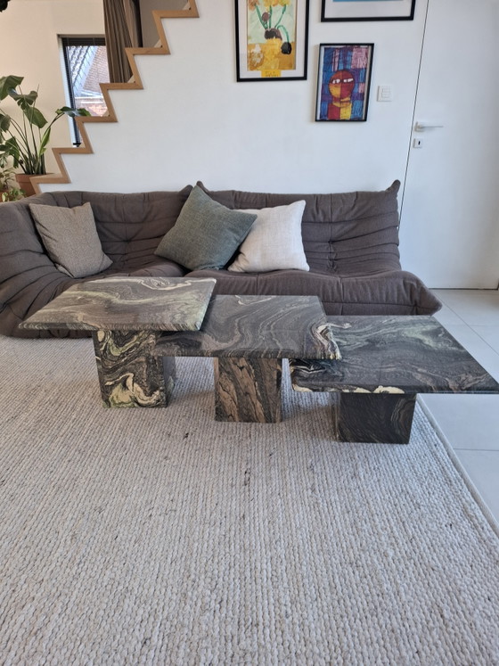 Set of Vintage Cipollino Marble Side Tables – Stone (photo 2 of 7)