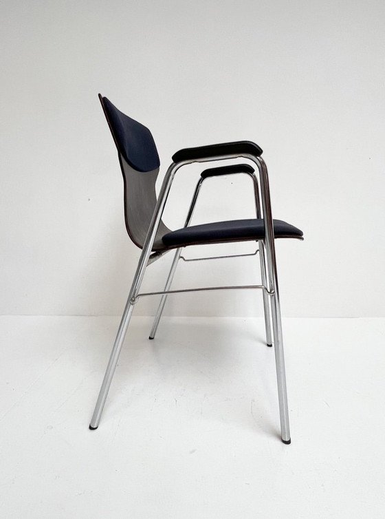 Image 1 of Satz von 6 gepolsterten Eromes Pagholz-Stühlen, 1960er Jahre