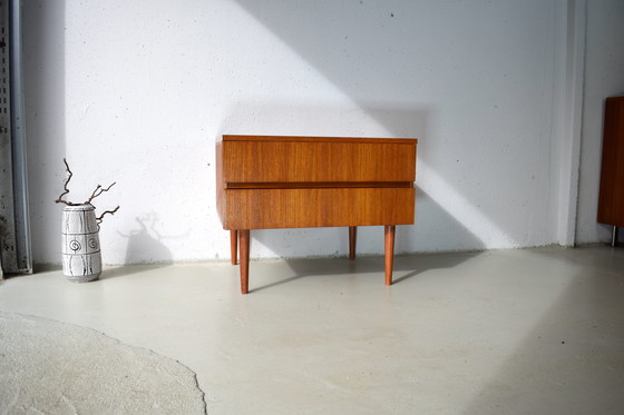 Image 1 of Mid-century teak dressoir, vintage kast, nachtkastje, ladekast