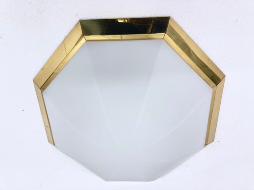 Octagonal ceiling lamp from Glashütte Limburg 70s 80s design