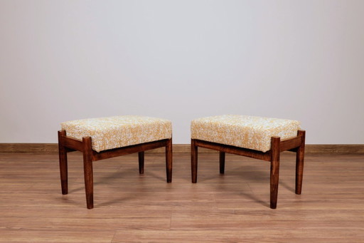 Zwei Hocker, Kinderstühle, Müslimischung, gelb-weiß