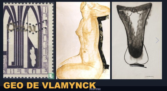 Georges (géo) De Vlamynck, Femme Nue Abstraite, Fusain Encre Craie sur Papier Mouillé – Peintures et dessins (photo 17 of 17)
