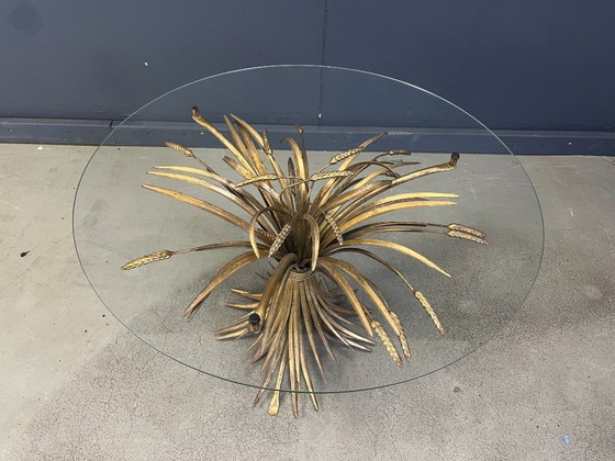 Image 1 of Vintage gilt metal sheaf of wheat coco chanel coffee table, 1960s