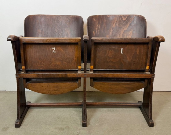 Vintage Two-Seat Cinema Bench from Thonet, 1950s – Folding chairs, Wood (photo 3 of 21)